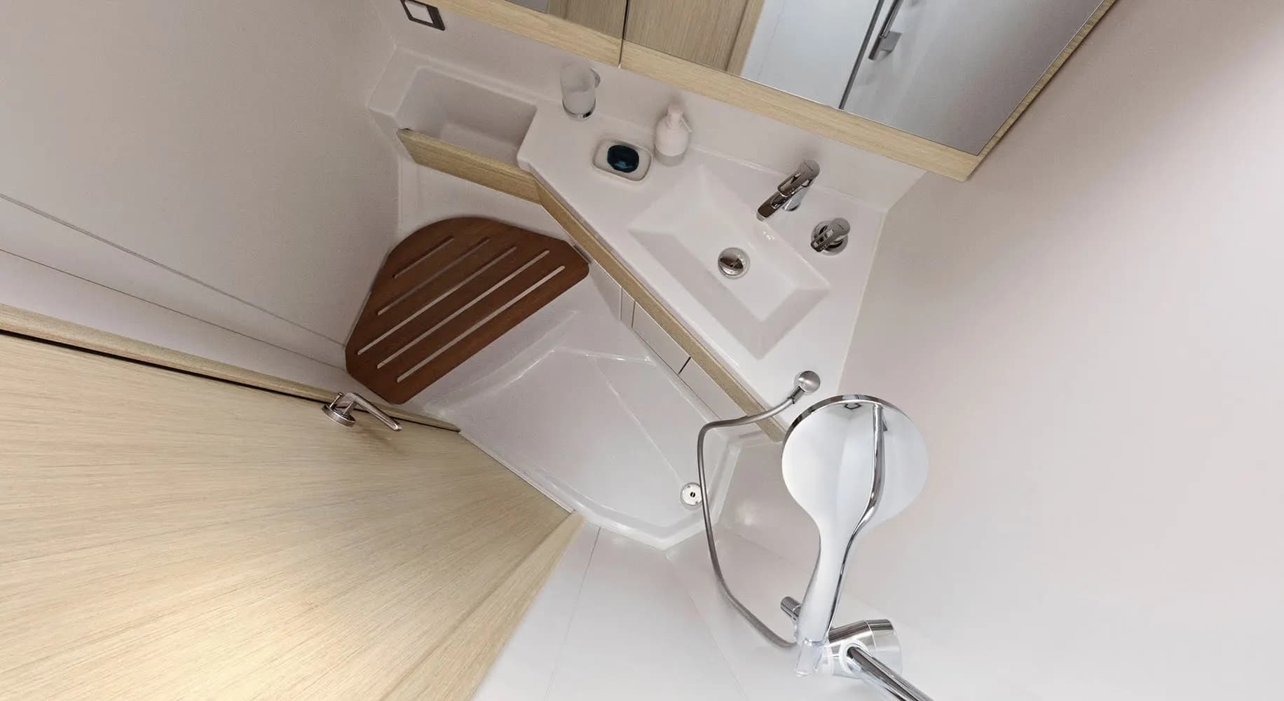 En-suite bathroom on a charter monohull