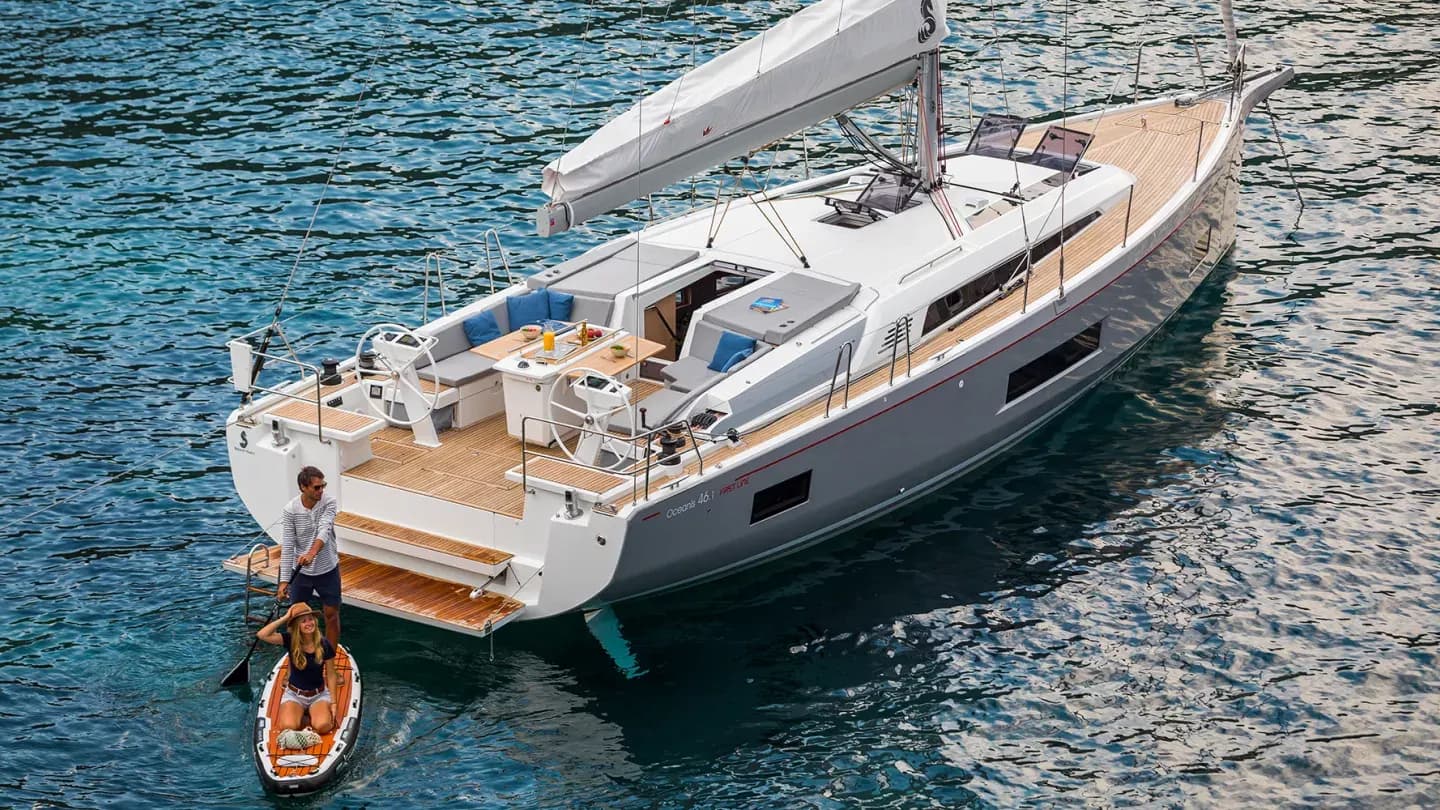 Monohull under sail on open water